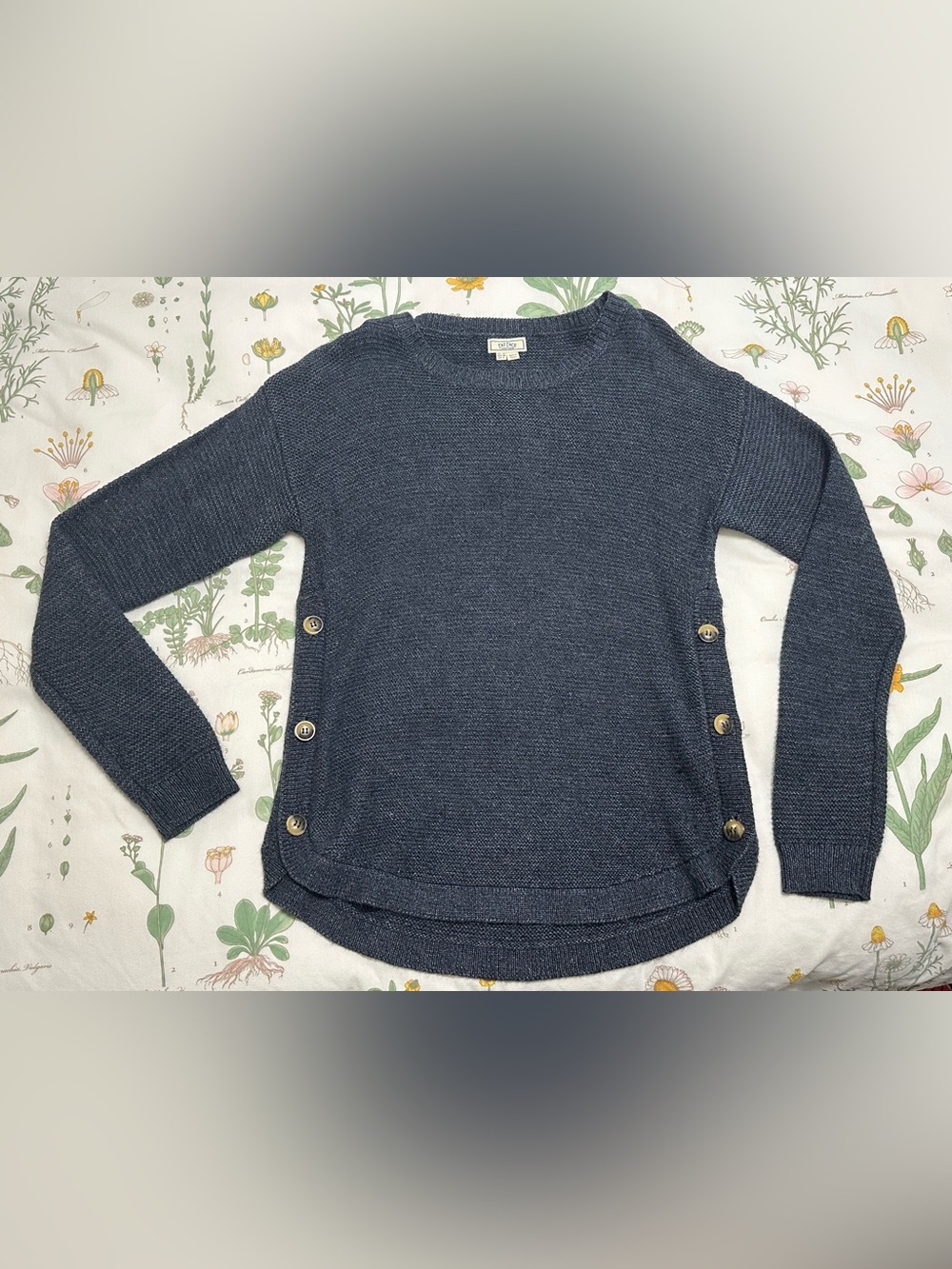 Fat Face Navy Button-Side Crew Sweatshirt
